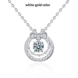 Striking 0.5 Carat Moissanite Diamond Double-layer Bowknot Pendant Necklace - The Jewellery Supermarket