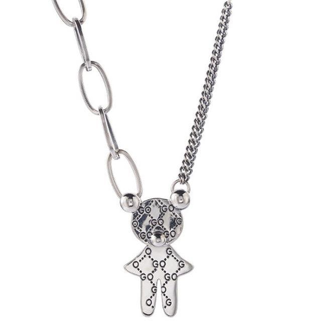 Best Gift ideas - New Trend Creative Design Chain Alphabet Bear Couples Necklace - The Jewellery Supermarket