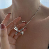 Best Gift Ideas - Elegant Vintage Creative Sweet Big Bowknot Clavicle Chain Necklace - The Jewellery Supermarket