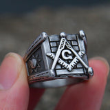 Classic Moon and Sun Stamp Stainless Steel Vintage Masonic Letter Ring - The Jewellery Supermarket