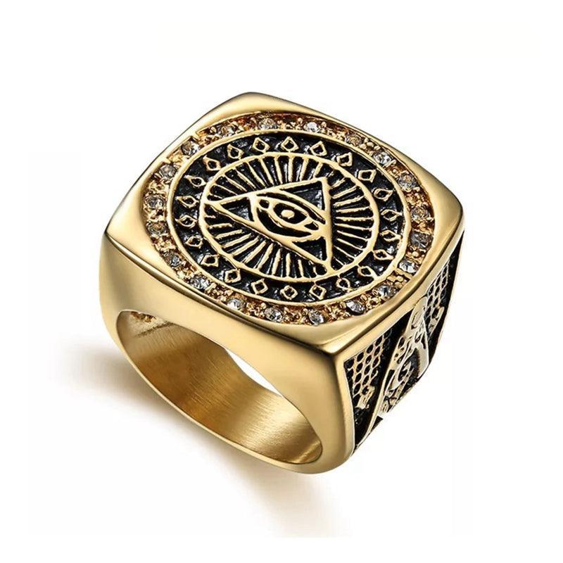 Creativity Design Freemason Illuminati Triangle Masonic Stainless Steel Men's Rings - The Jewellery Supermarket