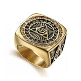 Creativity Design Freemason Illuminati Triangle Masonic Stainless Steel Men's Rings - The Jewellery Supermarket
