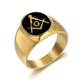Classic Religious Style Blue Enamel Masonic Men's Ring - The Jewellery Supermarket
