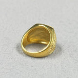 Gold Colour Free Mason 316L Stainless Steel with Rhinestone Crystals Masonic Ring - The Jewellery Supermarket