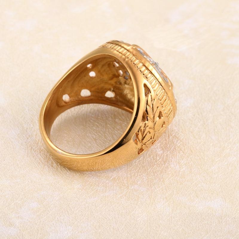 Best Gifts - 316l Stainless Steel gold Order of the Eastern Star Masonic Rings - The Jewellery Supermarket