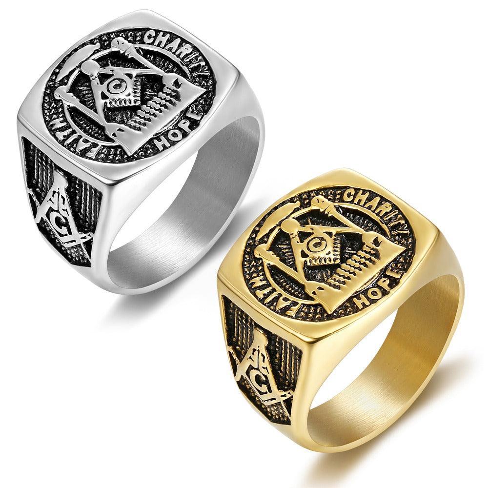 ideal Gifts - Fashion Stainless Steel Masonic Signet Rings - The Jewellery Supermarket