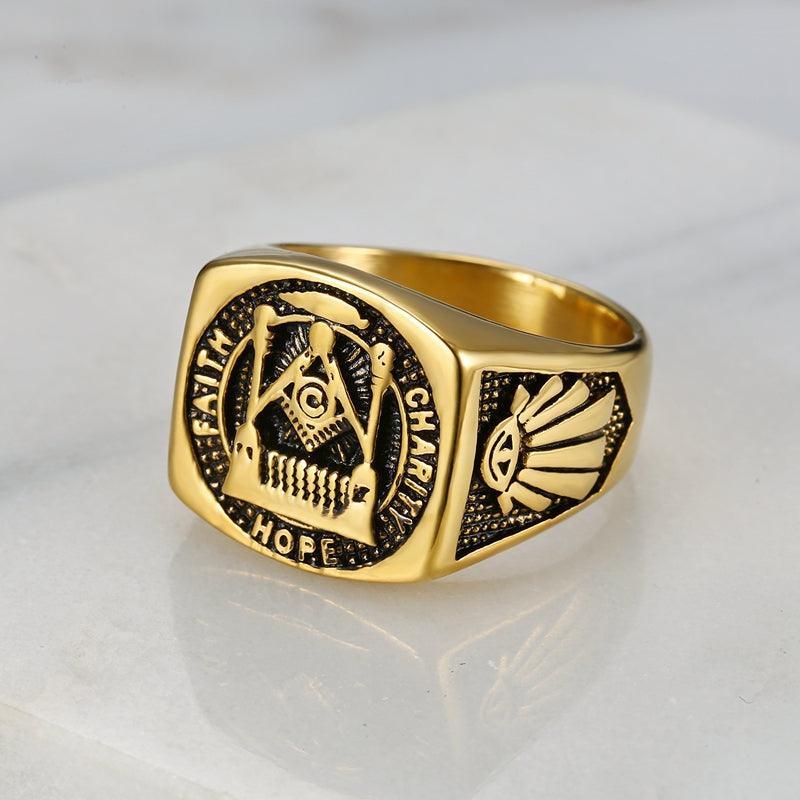 ideal Gifts - Fashion Stainless Steel Masonic Signet Rings - The Jewellery Supermarket
