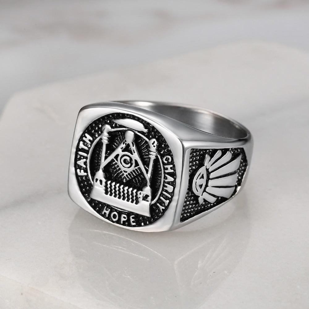 ideal Gifts - Fashion Stainless Steel Masonic Signet Rings - The Jewellery Supermarket