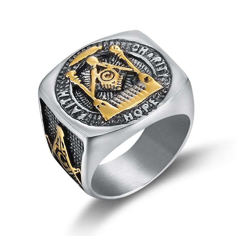 ideal Gifts - Fashion Stainless Steel Masonic Signet Rings - The Jewellery Supermarket