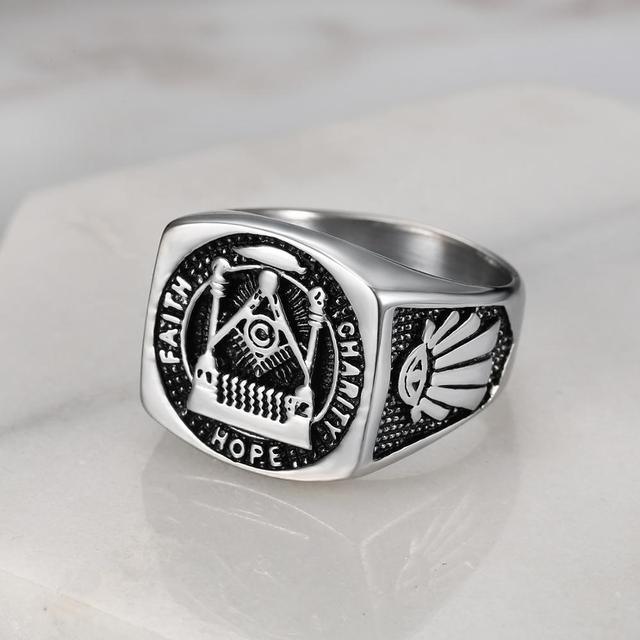 ideal Gifts - Fashion Stainless Steel Masonic Signet Rings - The Jewellery Supermarket