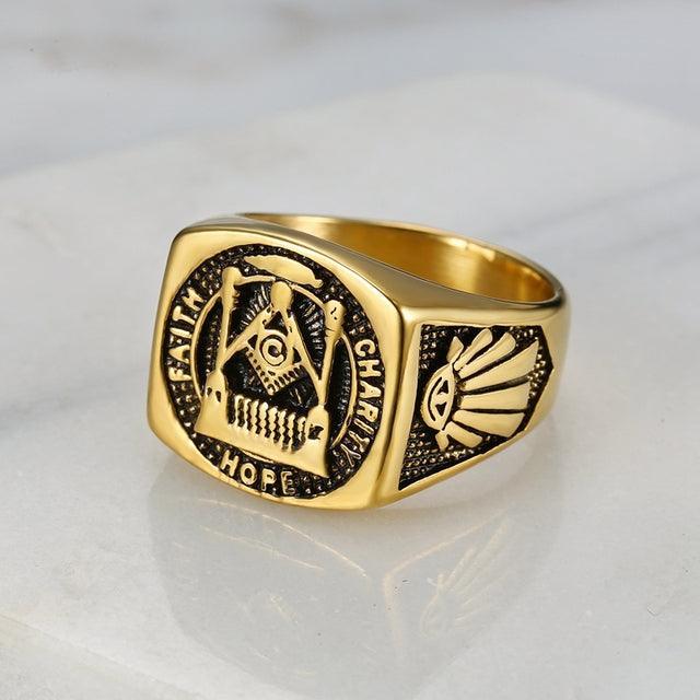 ideal Gifts - Fashion Stainless Steel Masonic Signet Rings - The Jewellery Supermarket
