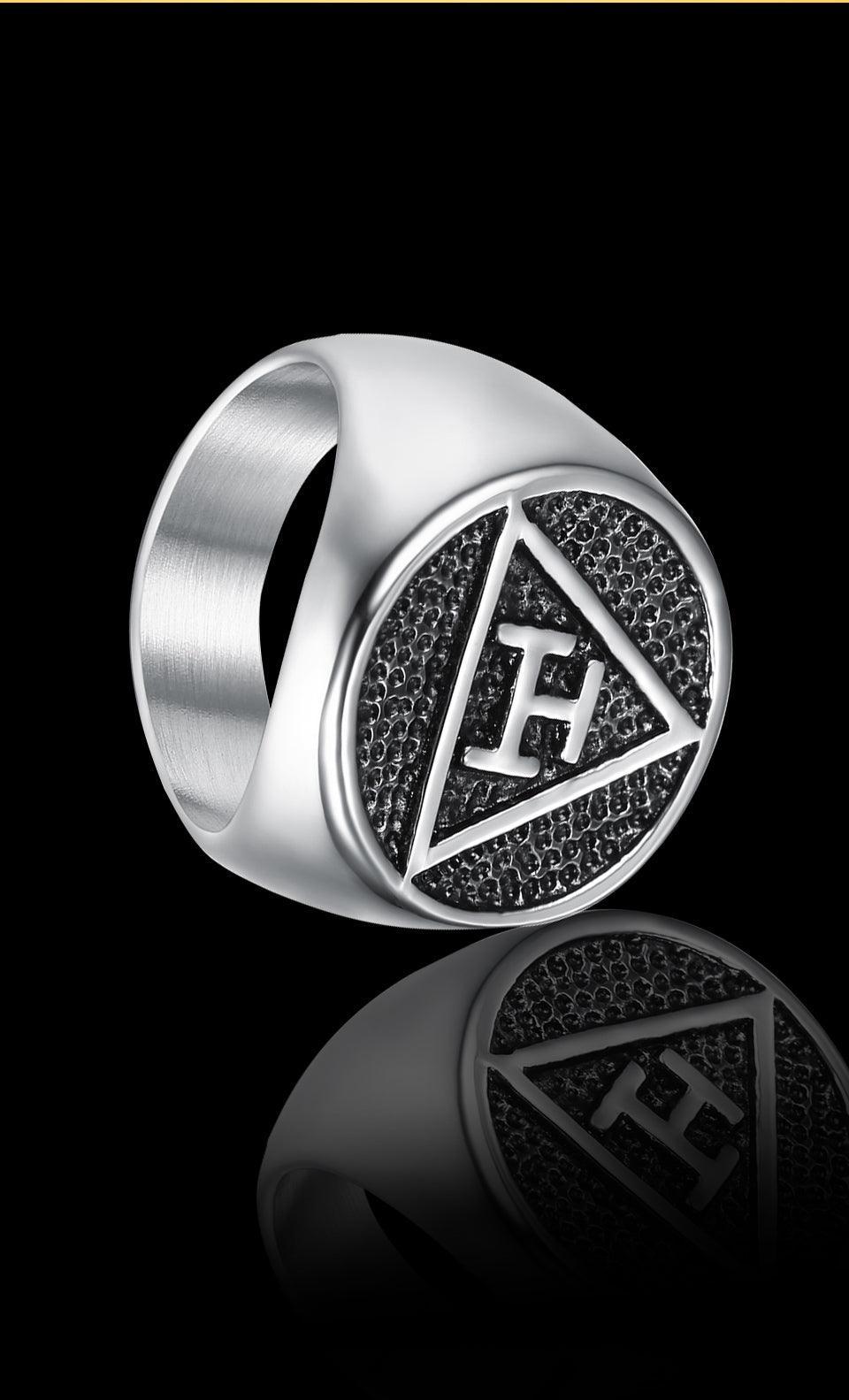 Antique Style Polished Surface 316 Stainless Steel Royal Arch Masonic Rings - The Jewellery Supermarket