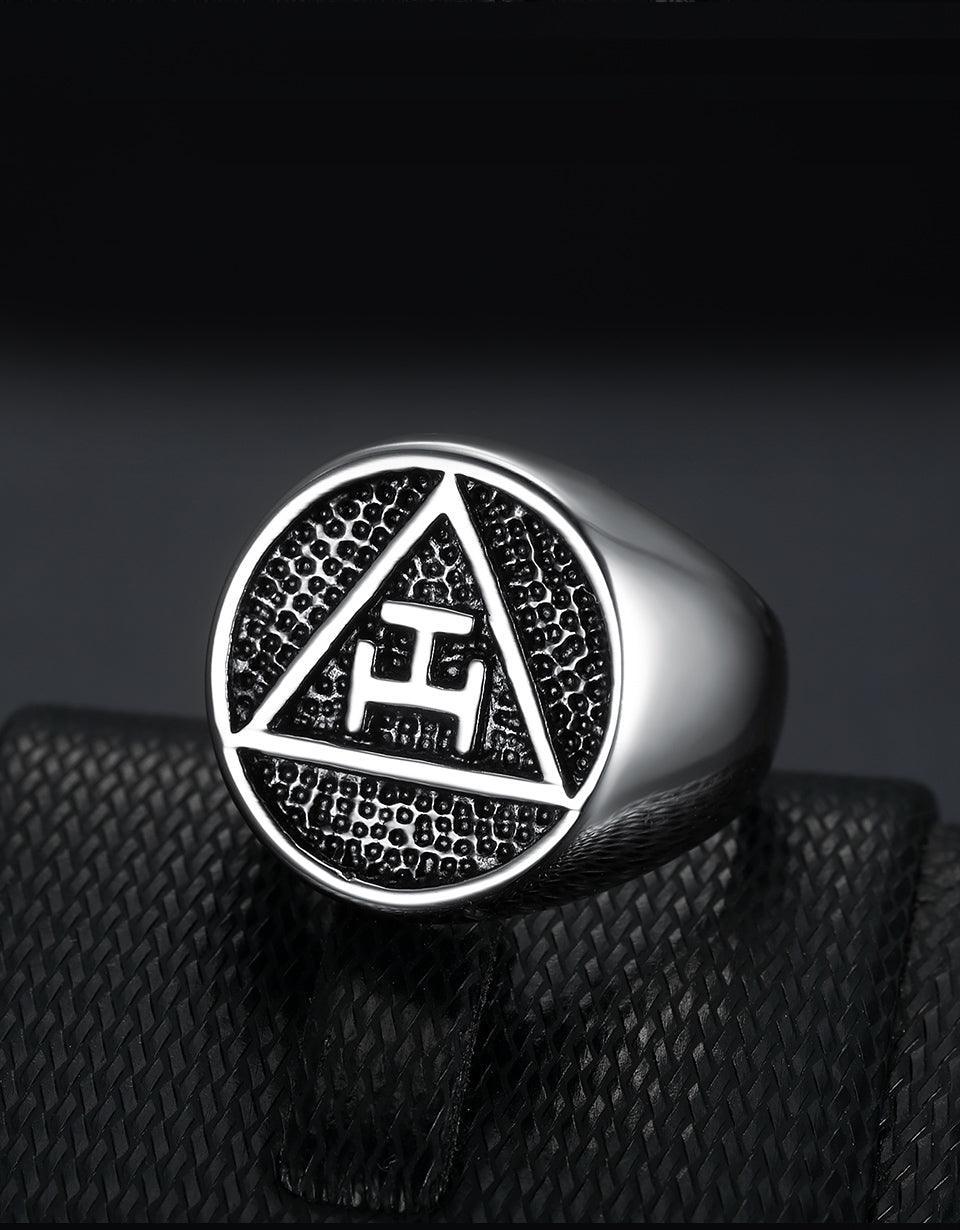 Antique Style Polished Surface 316 Stainless Steel Royal Arch Masonic Rings - The Jewellery Supermarket