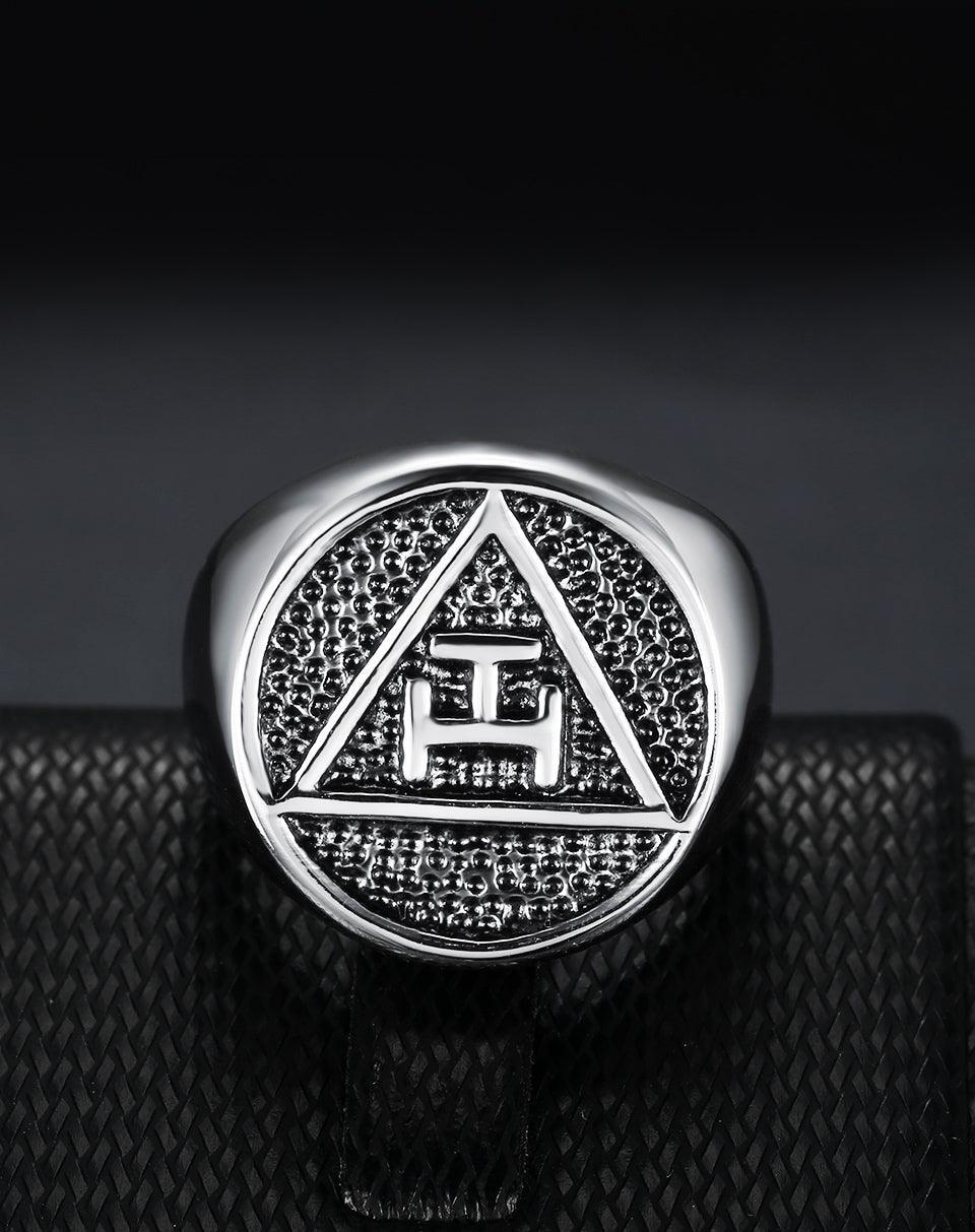 Antique Style Polished Surface 316 Stainless Steel Royal Arch Masonic Rings - The Jewellery Supermarket