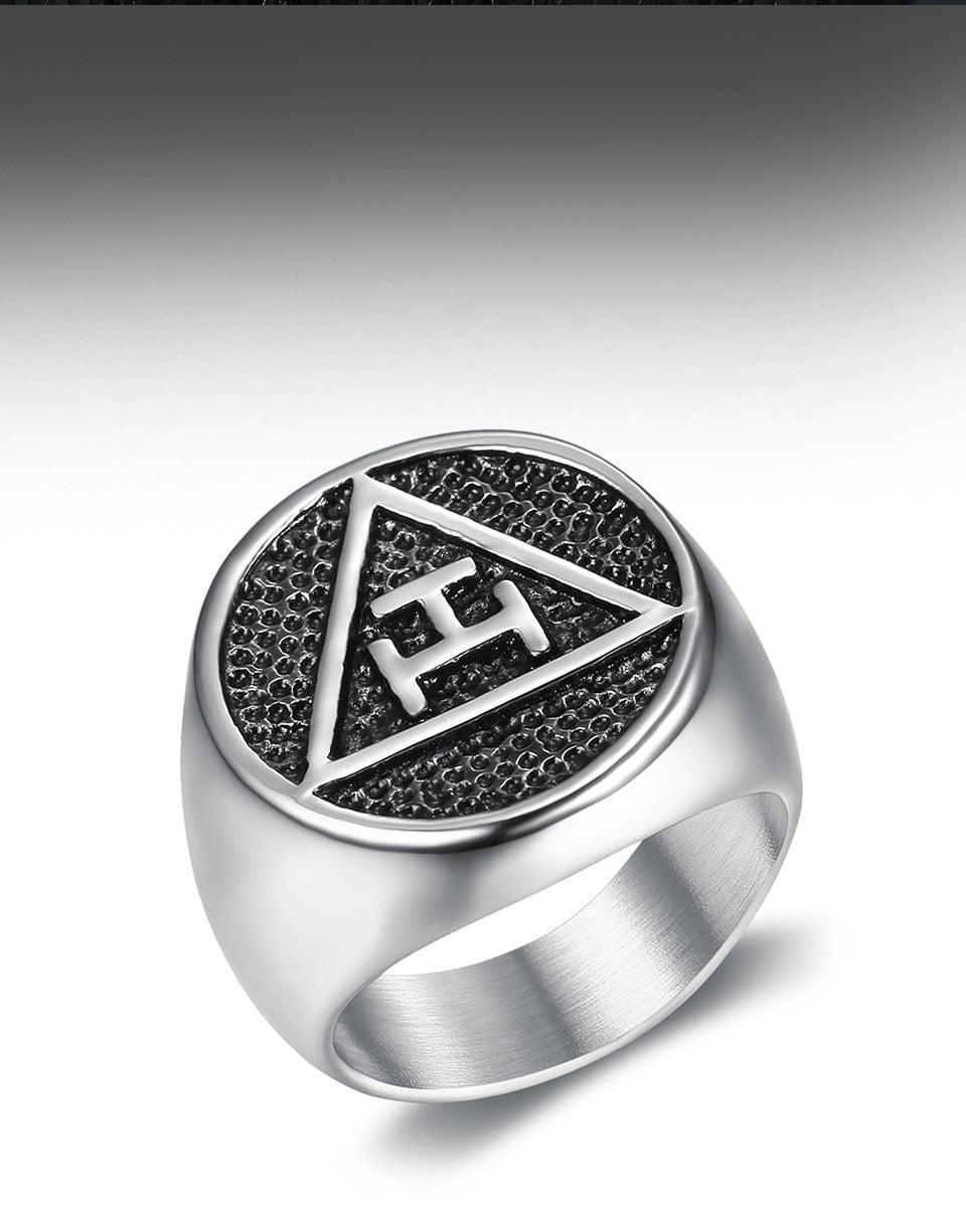 Antique Style Polished Surface 316 Stainless Steel Royal Arch Masonic Rings - The Jewellery Supermarket