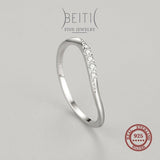 *NEW* Simple Wavy Line Design AAAA Simulated Diamonds Sterling Silver Fine Ring - The Jewellery Supermarket