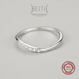 *NEW* Simple Wavy Line Design AAAA Simulated Diamonds Sterling Silver Fine Ring - The Jewellery Supermarket