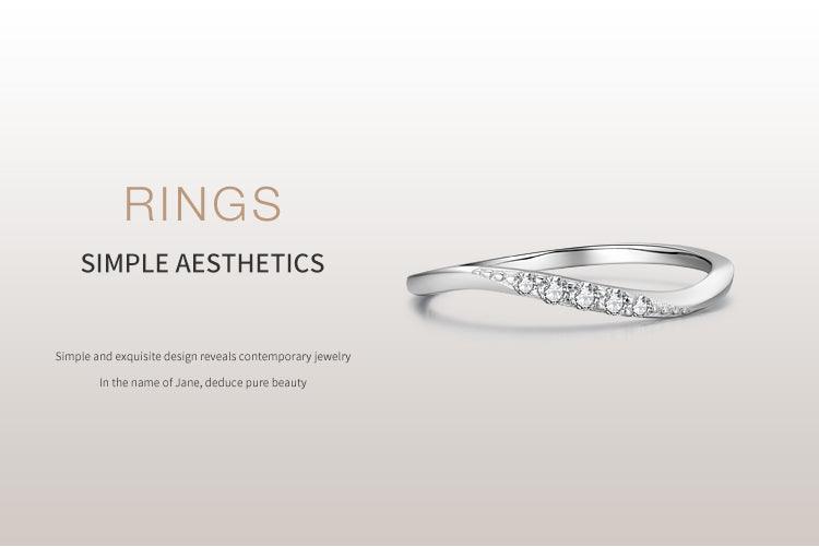 *NEW* Simple Wavy Line Design AAAA Simulated Diamonds Sterling Silver Fine Ring - The Jewellery Supermarket