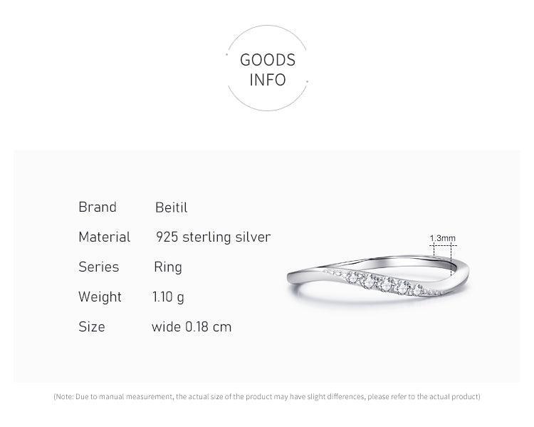 *NEW* Simple Wavy Line Design AAAA Simulated Diamonds Sterling Silver Fine Ring - The Jewellery Supermarket