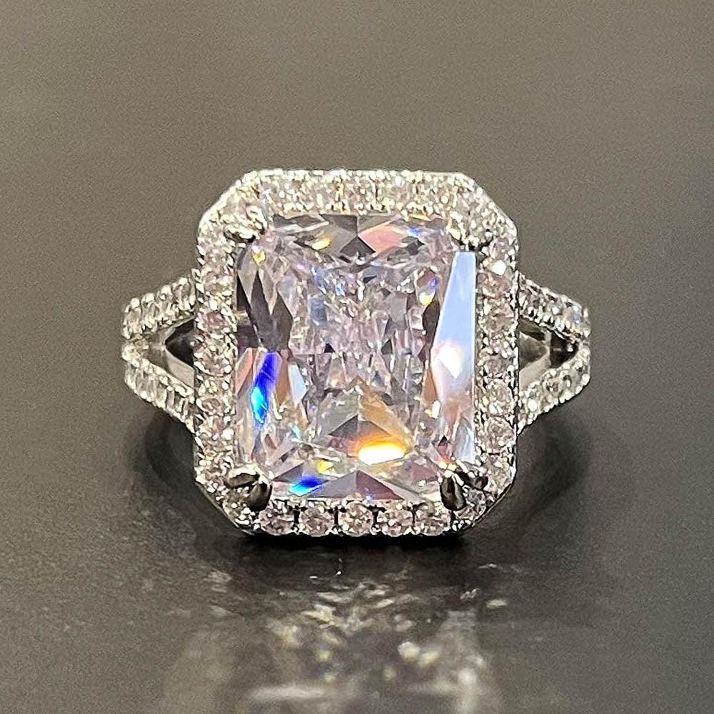 *NEW* Simple Design Luxury Inlaid Big Square Cubic Zirconia Wedding Rings for Women - The Jewellery Supermarket