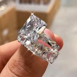 *NEW* Luxury Square AAA+ Cubic Zirconia Diamond Set Promise Engagement Rings - The Jewellery Supermarket