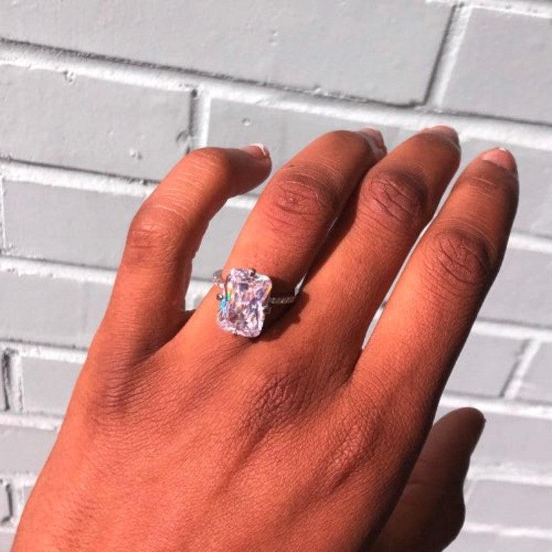 *NEW* Handmade Sterling silver Flower cut 6ct High Quality AAAA Cubic Zirconia Diamonds Ring - The Jewellery Supermarket