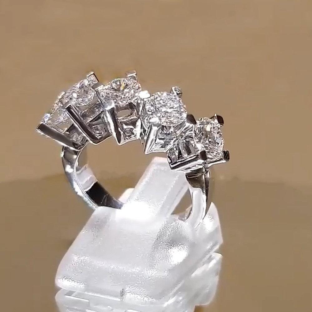 *NEW* Brilliant Trendy 5 Round High Quality AAA+ Cubic Zirconia Diamonds Design Ring - The Jewellery Supermarket