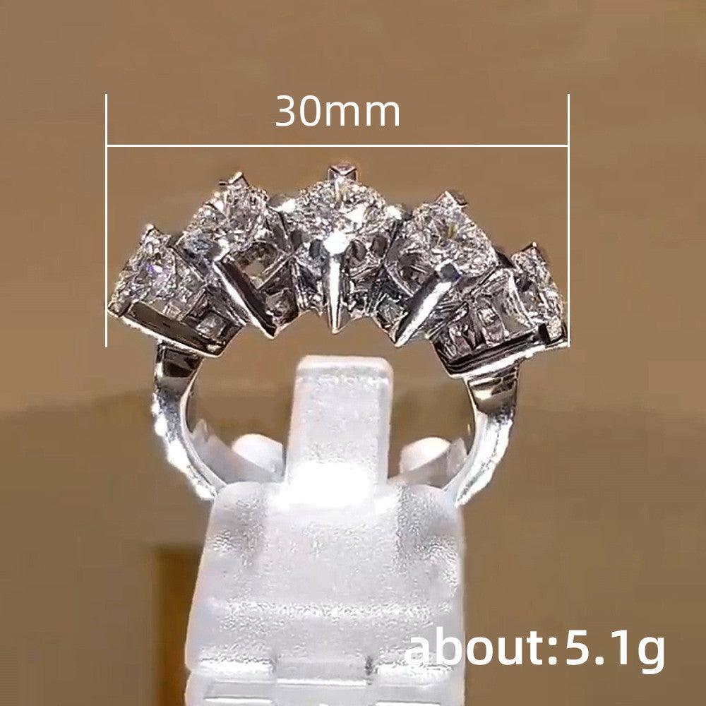 *NEW* Brilliant Trendy 5 Round High Quality AAA+ Cubic Zirconia Diamonds Design Ring - The Jewellery Supermarket