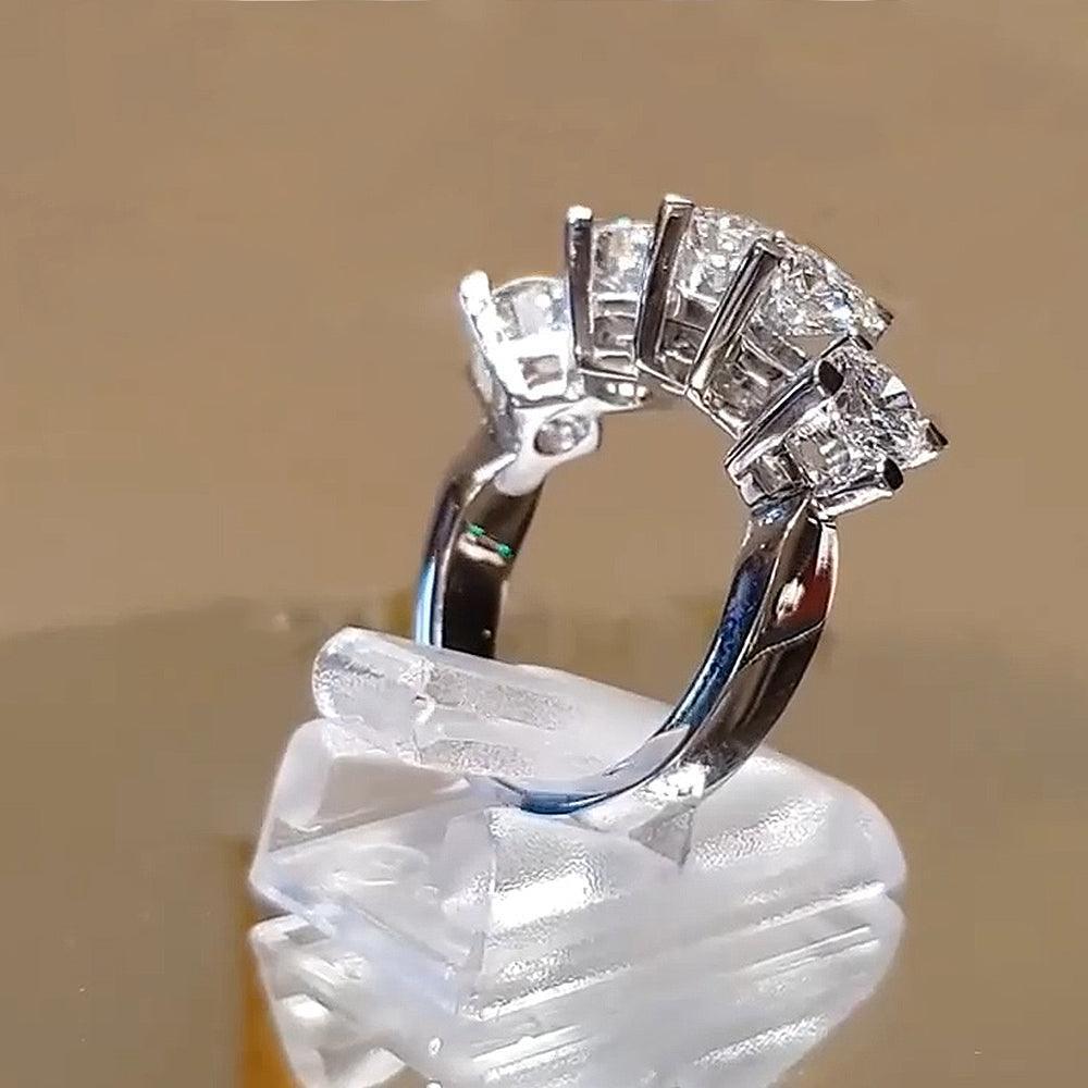 *NEW* Brilliant Trendy 5 Round High Quality AAA+ Cubic Zirconia Diamonds Design Ring - The Jewellery Supermarket
