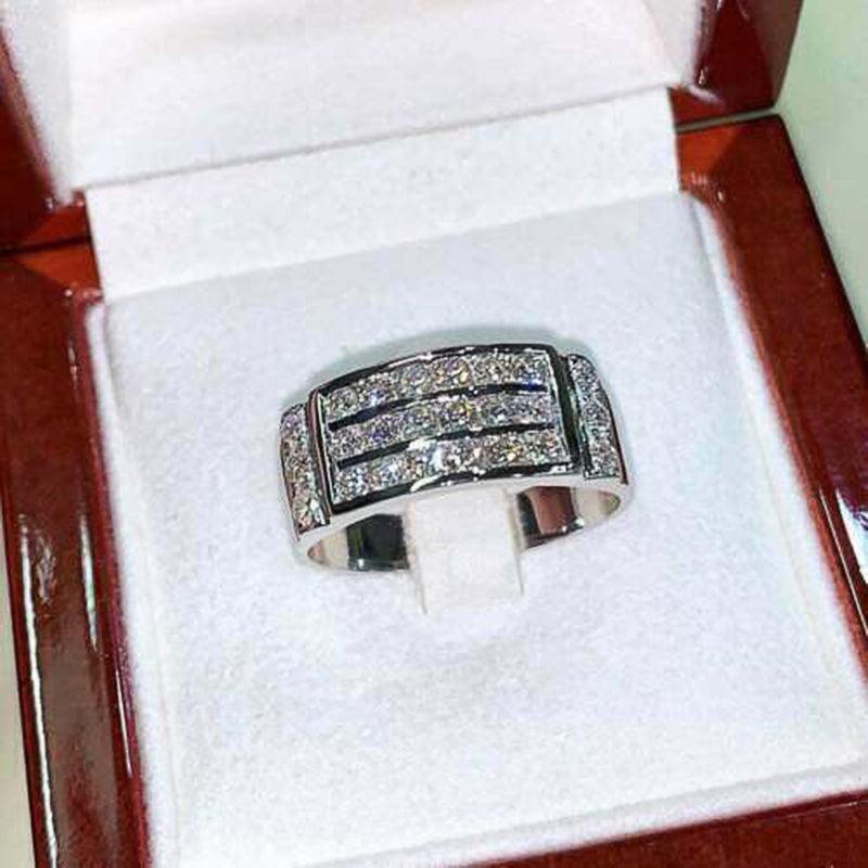 *NEW* Luxury Silver Colour Full Brilliant High Quality AAA+ Cubic Zirconia Diamonds Ring - The Jewellery Supermarket