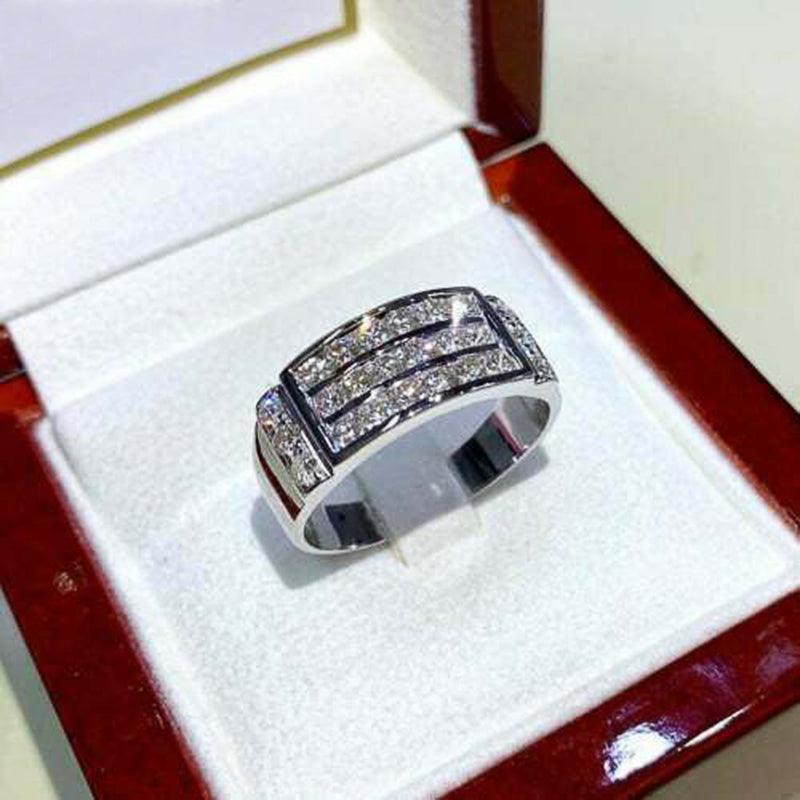 *NEW* Luxury Silver Colour Full Brilliant High Quality AAA+ Cubic Zirconia Diamonds Ring - The Jewellery Supermarket