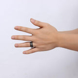 Stainless Steel Double Wire Cable Inlay Laser Masonic Black Rings - The Jewellery Supermarket