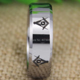 Shiny Silver Bevel The New Freemason Masonic Mens Tungsten Wedding Ring - The Jewellery Supermarket