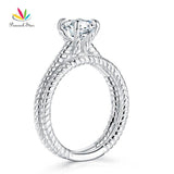 2-PC 1 Carat Simulated Lab Diamond Silver Twist Solitaire Promise Engagement Ring Set - The Jewellery Supermarket