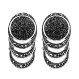 2021 Fashion Black Broken Stone Boho Tibetan Silver Ethnic Earrings
