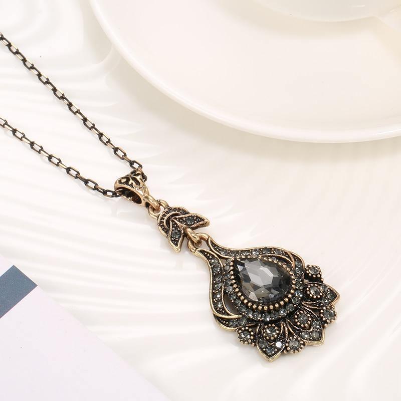 2021 New Luxury Grey Crystal Antique Gold Color Vintage Drop Earrings - The Jewellery Supermarket
