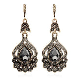 2021 New Luxury Grey Crystal Antique Gold Color Vintage Drop Earrings - The Jewellery Supermarket