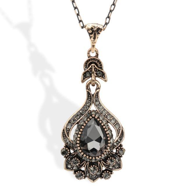 2021 New Luxury Grey Crystal Antique Gold Color Vintage Drop Earrings - The Jewellery Supermarket