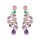 2021 Trend 925 Silver Colour Purple Crystal Grapes Fine Earrings