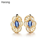 2/colour Luxury Flower AAA+ Zircon Quality Geometric Gold Colour Stud Earrings - The Jewellery Supermarket