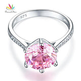 3 Carat Fancy Pink Round Cut Simulated Lab Diamond Silver Wedding Engagement Ring - The Jewellery Supermarket