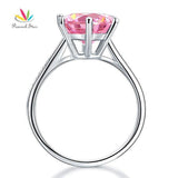 3 Carat Fancy Pink Round Cut Simulated Lab Diamond Silver Wedding Engagement Ring - The Jewellery Supermarket