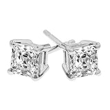4-Claws Square Sona Diamond Silver Stud Earrings For Women