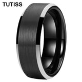 Matte Finish Beveled Edge Black Gold 4/6/8/10/12mm Tungsten Carbide Rings