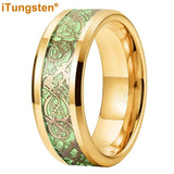 Celtic Dragon Luminous Glow 6/8mm Tungsten Carbide Comfort Fit Rings for Men Women