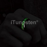 Celtic Dragon Luminous Glow 6/8mm Tungsten Carbide Comfort Fit Rings for Men Women
