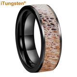 New Abalone Deer Antler Flat Edges 8mm Comfort Fit Tungsten Rings for Men Women