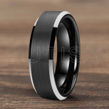 Matte Finish Beveled Edge Black Gold 4/6/8/10/12mm Tungsten Carbide Rings