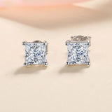 Terrific D Colour Princess Cut 18K WGP Moissanite Diamonds Earrings - Sterling Fine Jewellery for Women - The Jewellery Supermarket