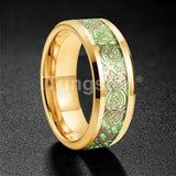 Celtic Dragon Luminous Glow 6/8mm Tungsten Carbide Comfort Fit Rings for Men Women